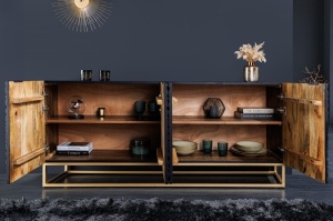STOC!!! COMODA/BUFET LIVING, ILLUSION 177CM, LEMN DE MANGO, NEGRU/AURIU, ARTIM GROUP SELECTION - Img 2