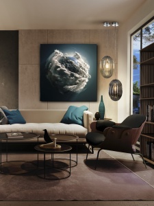 TABLOU DECORATIV MADRE TIERRA, 100x100 CM, DIN STICLA SECURIZATA, STIL MODERN