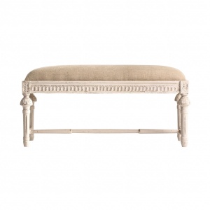 TABURET DE PAT CEPOY REF. 25439, CREM, STIL VINTAGE, DIN LEMN MASIV DE MANGO, BUMBAC, VIC