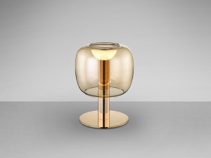 VEIOZA ICON, 20 CM, AURIU/AMBER, DIN METAL SI STICLA, STIL MODERN - Img 2