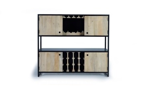 VITRINA 1387, NATURAL/NEGRU, DIN LEMN DE MANGO, STIL INDUSTRIAL G&C
