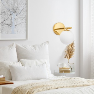 APLICA GLASS GOLD APP684-1W, 17 cm, ALB SI AURIU, DIN METAL SI STICLA, STIL MODERN, TU - Img 4
