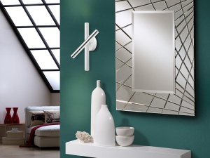 APLICA VARAS, 33 CM, ALB MAT/CROM/OPAL, DIN METAL SI ACRIL, STIL MODERN - Img 2