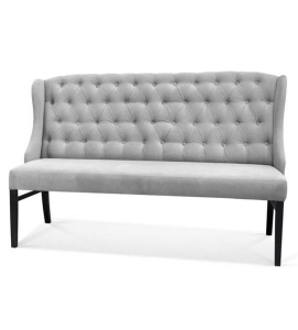 BANCUTA/SOFA ROYAL CHESTERFIELD, GRI/NEGRU, TAPITERIE DIN CATIFEA SI PICIOARE DIN LEMN, STIL MODERN, ATR