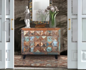 BUFET 100CM, MARO/MULTICOLOR, DIN LEMN MASIV RECICLAT SI METAL, GINER Y COLOMER