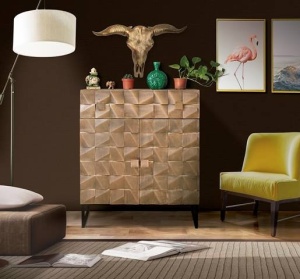 BUFET COPPER 80CM, MARO/NEGRU, DIN LEMN MASIV DE MANGO SI METAL, GINER Y COLOMER