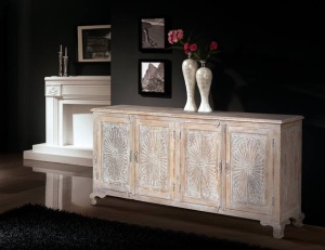 BUFET MADDEN 6414, MARO/ALB, DIN LEMN DE MOLID, STIL SHABBY CHIC G&C