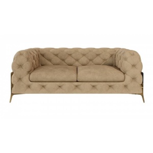 CANAPEA 2 LOCURI, CHELSEA BIS, BEIGE, DIN CATIFEA SI PICIOARE DIN METAL