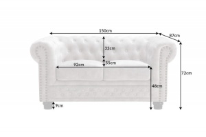 CANAPEA CHESTERFIELD 2 LOCURI 150CM, DE CATIFEA CULOARE CHAMPAGNE, STIL CLASIC, ARTIM GROUP SELECTION - Img 2