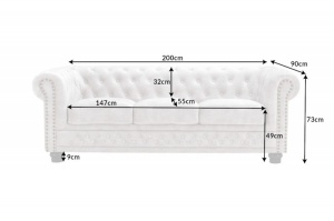 CANAPEA CHESTERFIELD 3 LOCURI 200CM, DE CATIFEA CULOARE CHAMPAGNE, STIL CLASIC, ARTIM GROUP SELECTION - Img 6