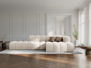 COLTAR MODULAR LUPIN, DREAPTA, 5 LOCURI, 294 CM, BEJ DESCHIS 23, TAPITERIE CHENILLE, DESIGN DEOSEBIT