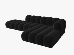 COLTAR MODULAR LUPIN, DREAPTA, 5 LOCURI, 294 CM, NEGRU 19, TAPITERIE DIN CATIFEA, DESIGN DEOSEBIT - Img 3
