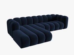 COLTAR MODULAR LUPIN, STANGA, 4 LOCURI, 288 CM, ALBASTRU ROYAL 5, TAPITERIE DIN CATIFEA, DESIGN DEOSEBIT - Img 3