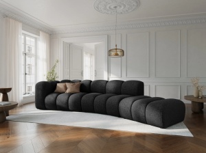 COLTAR SEMIROTUND LUPIN, DREAPTA, 5 LOCURI, 335 CM, NEGRU 19, TAPITERIE CHENILLE, DESIGN DEOSEBIT