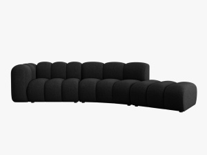 COLTAR SEMIROTUND LUPIN, DREAPTA, 5 LOCURI, 335 CM, NEGRU 19, TAPITERIE CHENILLE, DESIGN DEOSEBIT - Img 2