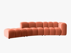 COLTAR SEMIROTUND LUPIN, STANGA, 5 LOCURI, 335 CM, CORAL 12, TAPITERIE DIN CATIFEA, DESIGN DEOSEBIT
