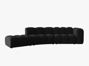COLTAR SEMIROTUND LUPIN, STANGA, 5 LOCURI, 335 CM, NEGRU 19, TAPITERIE DIN CATIFEA, DESIGN DEOSEBIT