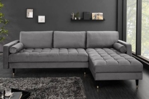 COLTAR SUPER CONFORTABIL 260CM, VELVET II, DIN LEMN SI CATIFEA GRI, ARTIM GROUP SELECTION
