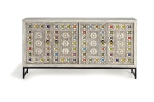 COMODA 1310, ALB/GRI, DIN LEMN DE MANGO/BAZA METALICA, STIL VINTAGE G&C - Img 4