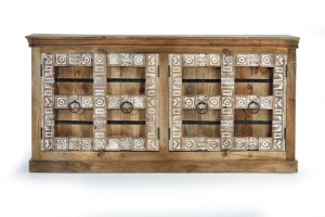 COMODA/BUFET 1352, NATURAL/ALB, DIN LEMN DE MANGO/DETALII METALICE, STIL VINTAGE G&C - Img 4