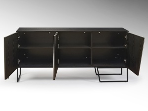 COMODA/BUFET KERALA, 160 CM, EFECT DE MARMURA ALBA/NEGRU/NEGRU MAT, DIN MDF, CERAMICA SI CADRU DIN METAL, STIL MODERN - Img 6
