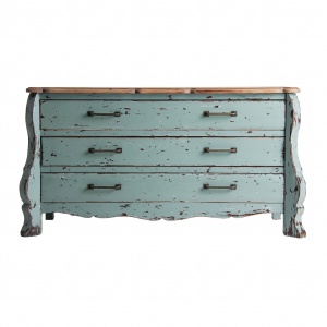COMODA CU SERATRE , JATH REF. 28121, ALBASTRU/ NATURAL, STIL VINTAGE, DIN LEMN MASIV DE ULM, VIC