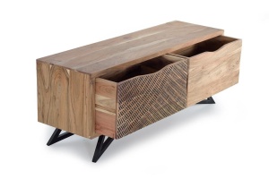 COMODA TV 1093, MARO/NEGRU, DIN LEMN DE ACACIA SI METAL, STIL INDUSTRIAL G&C - Img 3