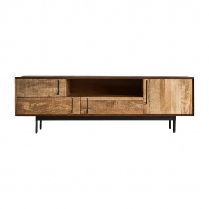 COMODA TV TRAP REF. 29668, DIN LEMN MASIV DE MANGO SI OTEL, STIL VINTAGE, VIC