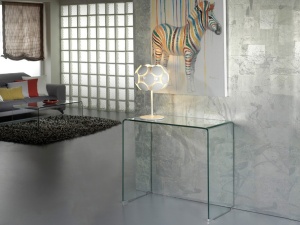 CONSOLA GLASS, 90 CM, TRANSPARENT, DIN STICLA SECURIZATA, STIL MODERN