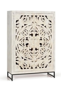 DULAP 160CM, ALB ANTICHIZAT/NEGRU, DIN LEMN DE MANGO SI METAL, GINER Y COLOMER
