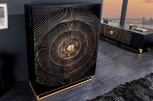 DULAP BAR LIVING, GOLDEN SUNSET 140CM, LEMN DE MANGO, NEGRU/AURIU, ARTIM GROUP - Img 3