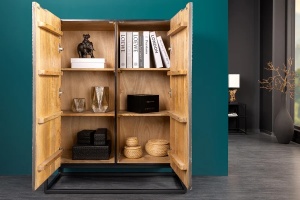 DULAP LIVING 120CM, GRI/ NEGRU, LEMN DE MANGO SI CADRUL DIN METAL, ARTIM GROUP SELECTION - Img 3