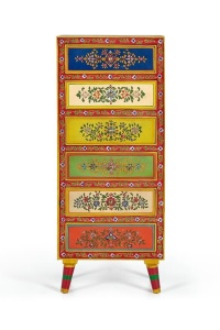 DULAPIOR 6094, MULTICOLOR, LEMN MASIV DE MANGO CU MOTIVE REALIZATE MANUAL, STIL VINTAGE G&C - Img 3