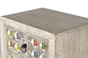 DULAPIOR CU DETALII CERAMICE 1314, LEMN MASIV DE MANGO SI METAL, STIL VINTAGE G&C - Img 5