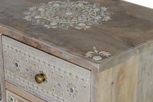 DULAPIOR/NOPTIERA, PICTAT MANUAL 66CM, MARO, LEMN MASIV DE MANGO, STIL VINTAGE - Img 2