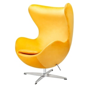 FOTOLIU CONFORTABIL EGG CLASSIC VELVET, GALBEN/CROM, DIN CATIFEA SI METAL, STIL MODERN B2