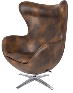 FOTOLIU CONFORTABIL EGG SZEROKI, MARO VINTAGE/CROM, DIN PIELE ECOLOGICA SI METAL, STIL MODERN