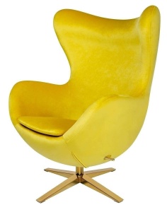 FOTOLIU CONFORTABIL EGG SZEROKI VELVET, GALBEN 20/AURIU, DIN CATIFEA SI METAL, STIL MODERN B2