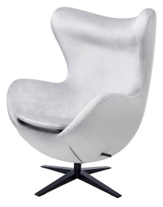 FOTOLIU CONFORTABIL EGG SZEROKI VELVET, GRI DESCHIS 37/NEGRU, DIN CATIFEA SI METAL, STIL MODERN B2