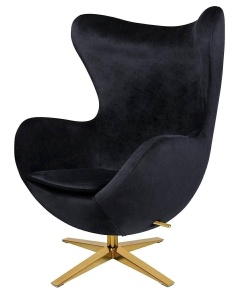 FOTOLIU CONFORTABIL EGG SZEROKI VELVET, NEGRU 50/AURIU, DIN CATIFEA SI METAL, STIL MODERN B2