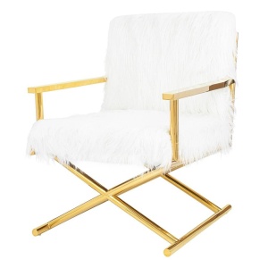 FOTOLIU CONFORTABIL MR. FLUFFY, ALB/AURIU, TAPITAT CU BLANA ALBA, STIL MODERN - Img 2
