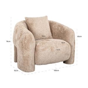 FOTOLIU LOUNGE MILANIA, BE LOVELY 170, BEJ, S5168, TAPITERIE BUMBAC, STIL MODERN - Img 4