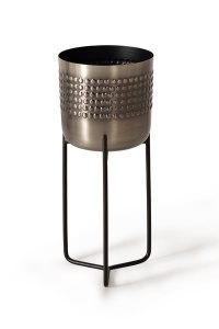 GHIVECI DE FLORI CU SUPORT SONNA 1012, 22 CM, ARGINTIU/NEGRU, DIN METAL G&C