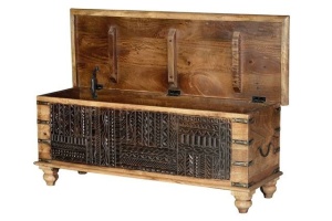 LADA PENTRU DEPOZITARE/CUFAR HUMAIRA, MARO, DIN LEMN DE MANGO SCULPTAT, STIL VINTAGE G&C - Img 2