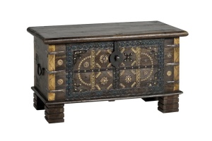 LADA PENTRU DEPOZITARE/CUFAR MOON 80CM, MARO, LEMN DE MANGO SI DETALII DIN BRONZ, GINER Y COLOMER - Img 6