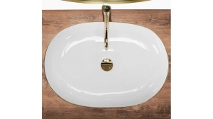 LAVOAR REA CLEO EDGE, ALB/AURIU, 60,5 CM, DIN CERAMICA, CALITATE SUPERIOARA - Img 2
