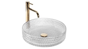 LAVOAR REA CRISTAL, TRANSPARENT, 40 CM, DIN STICLA, CALITATE SUPERIOARA - Img 7