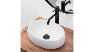 LAVOAR REA LINDA MINI, ALB, 40 CM, DIN CERAMICA, CALITATE SUPERIOARA - Img 2