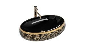 LAVOAR REA MERYL, NEGRU/AURIU, 60 CM, DIN CERAMICA, CALITATE SUPERIOARA - Img 2