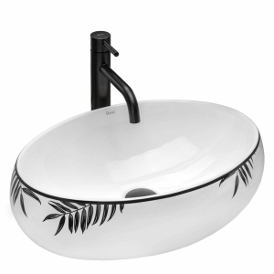 LAVOAR REA SHILA, ALB/NEGRU, 46,5 CM, DIN CERAMICA, CALITATE SUPERIOARA - Img 5